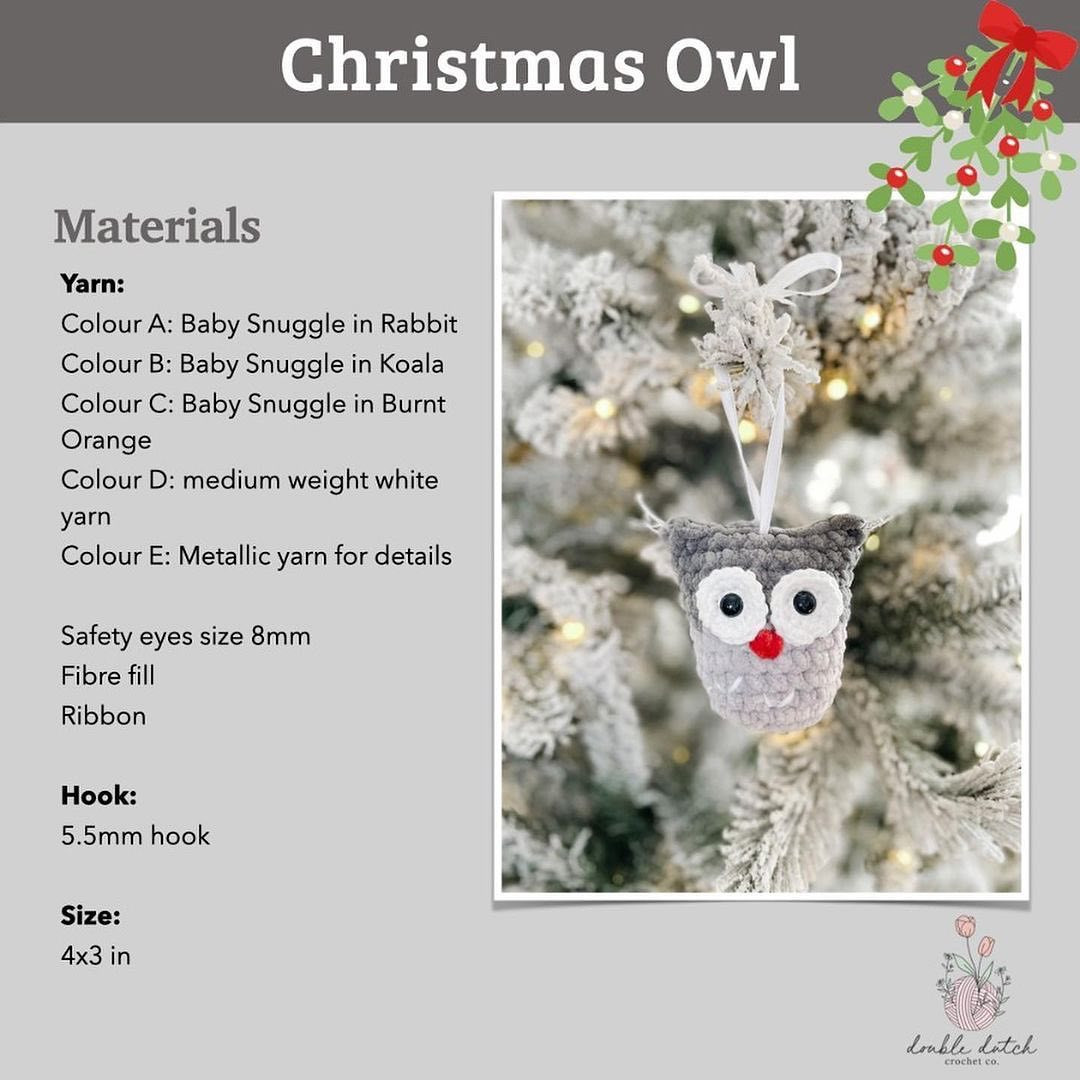 free crochet pattern christmas owl