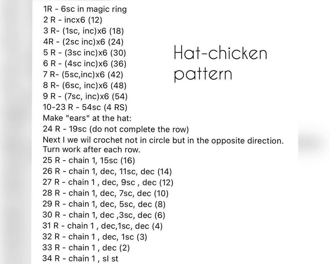 free hat-chicken pattern