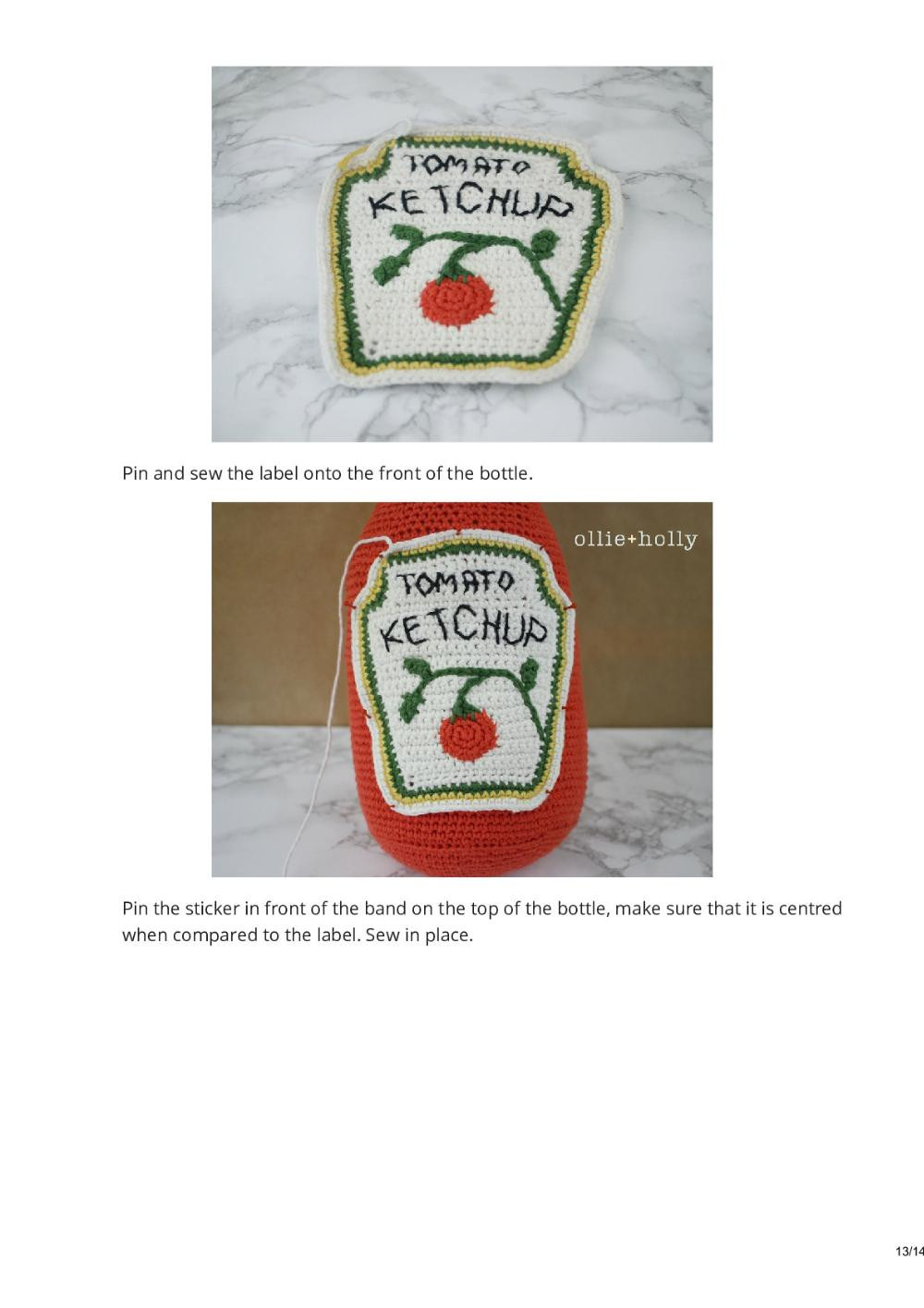 Free Ketchup Bottle Pillow Amigurumi Pattern
