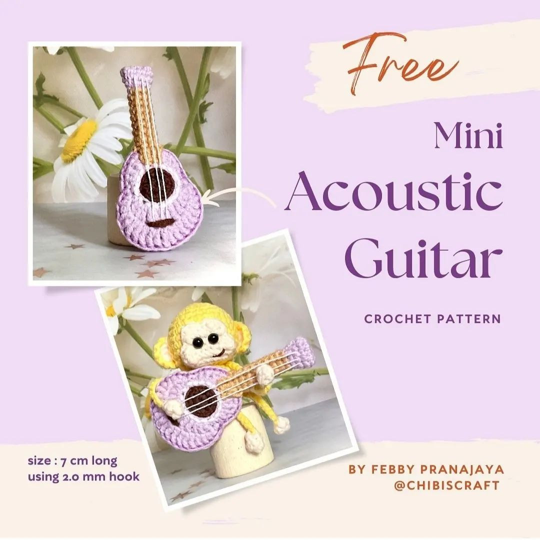 free mini acoustic guitar crochet pattern