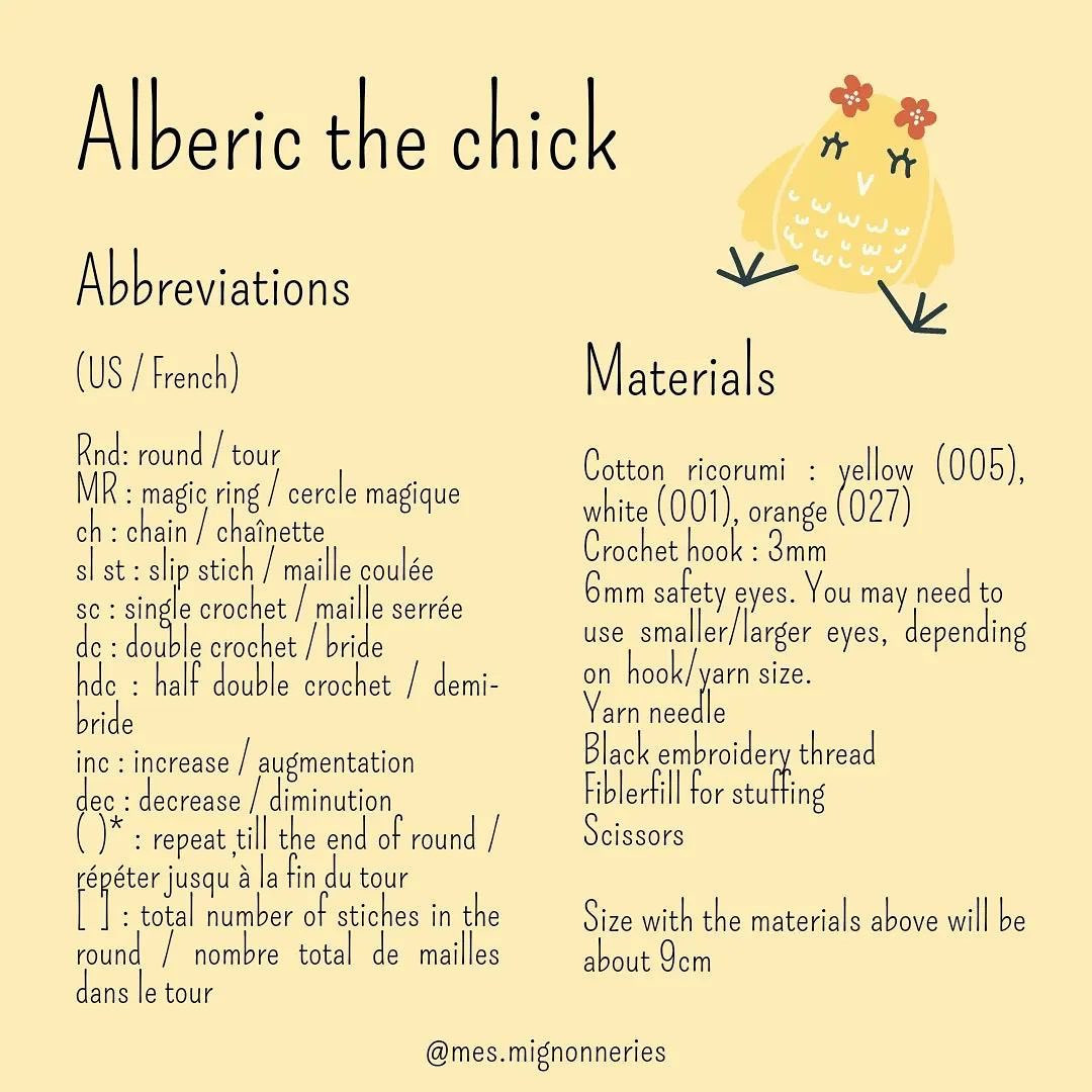 free pattern alberic the chick