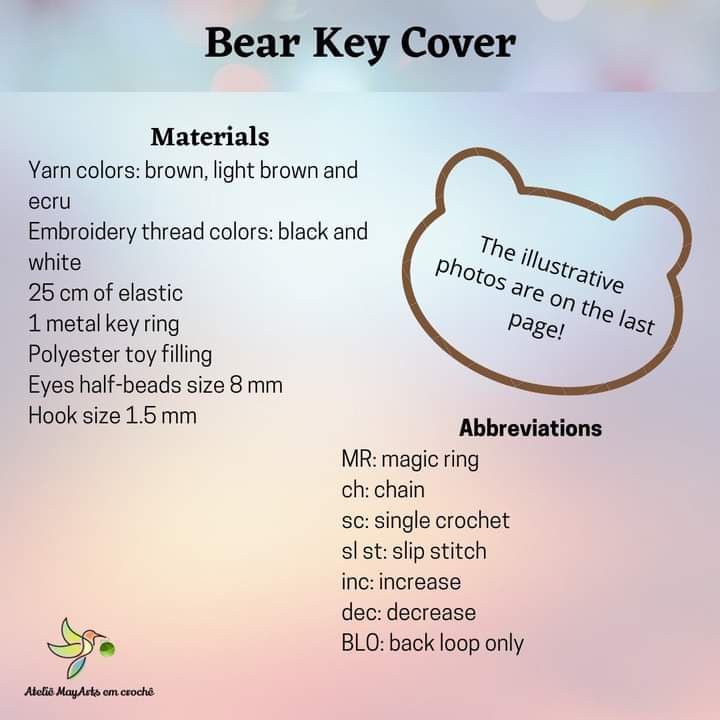 free pattern bear key cover