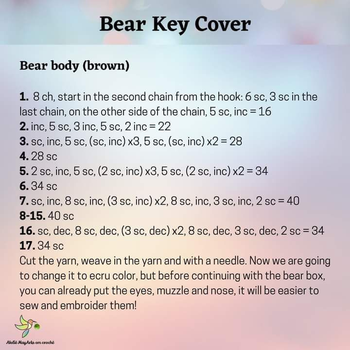 free pattern bear key cover