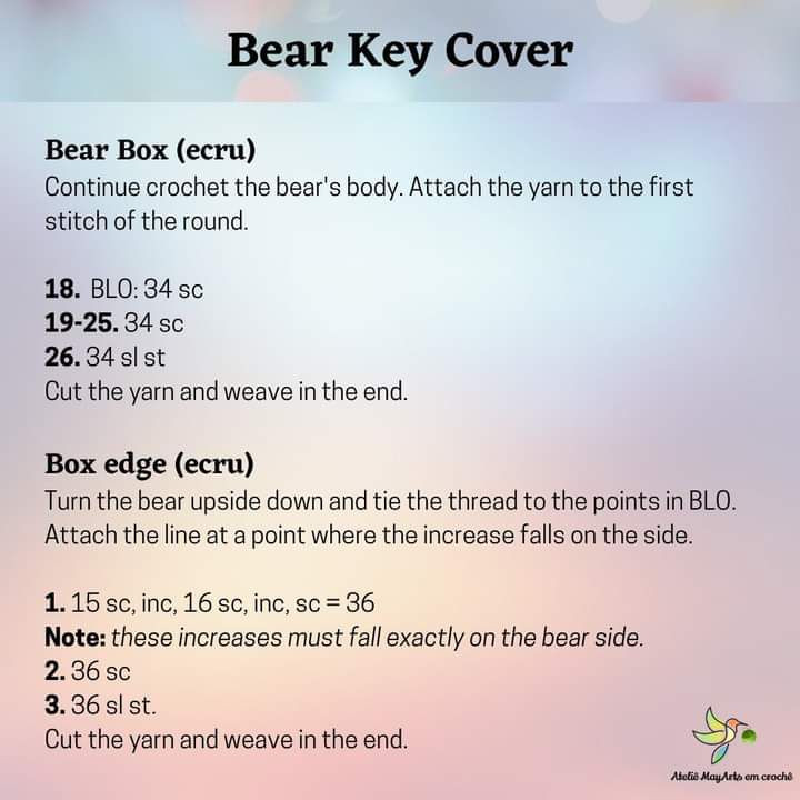 free pattern bear key cover