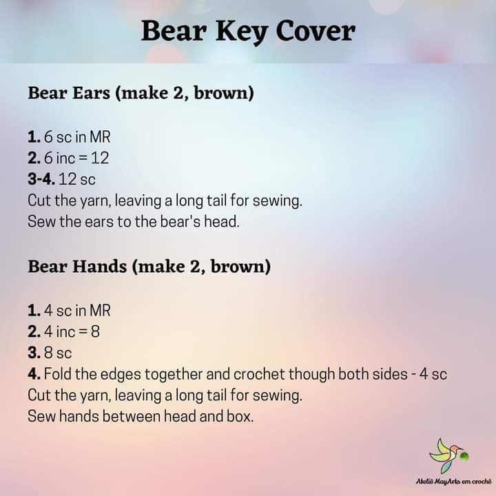 free pattern bear key cover