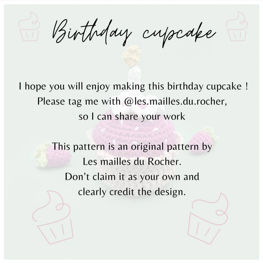 free pattern birthday cupcake