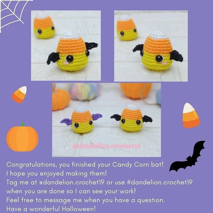 free pattern candy corn bat