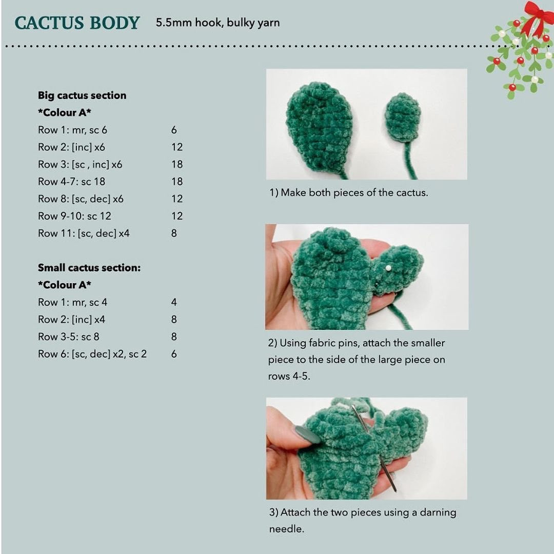 free pattern christmas cactus