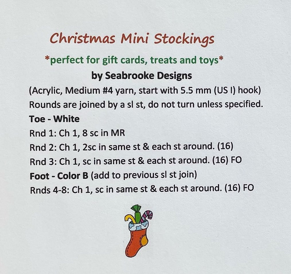 free pattern christmas mini stockings