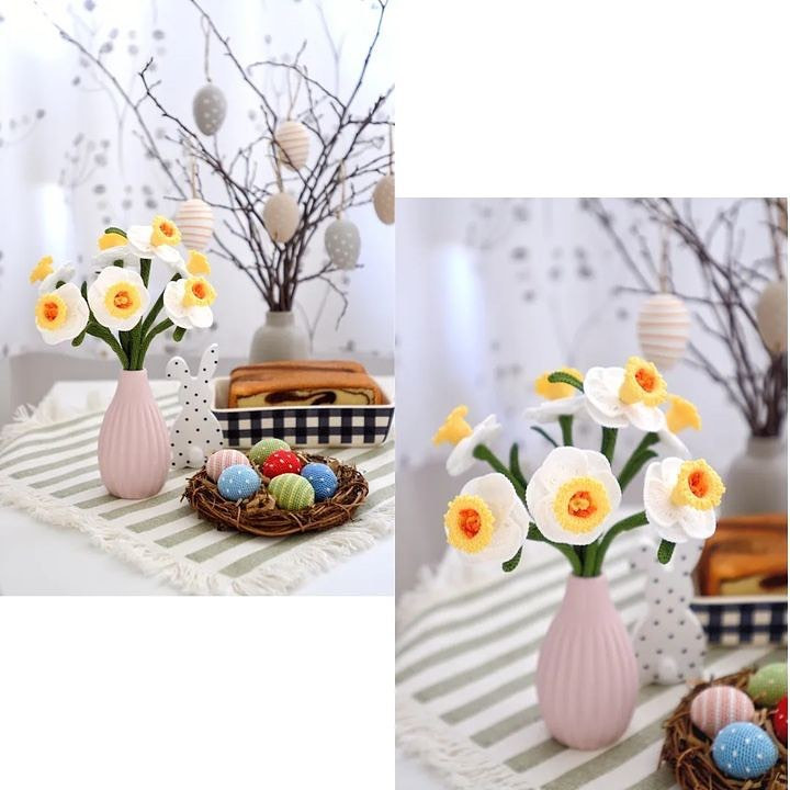 free pattern daffodils flowers easter eggs