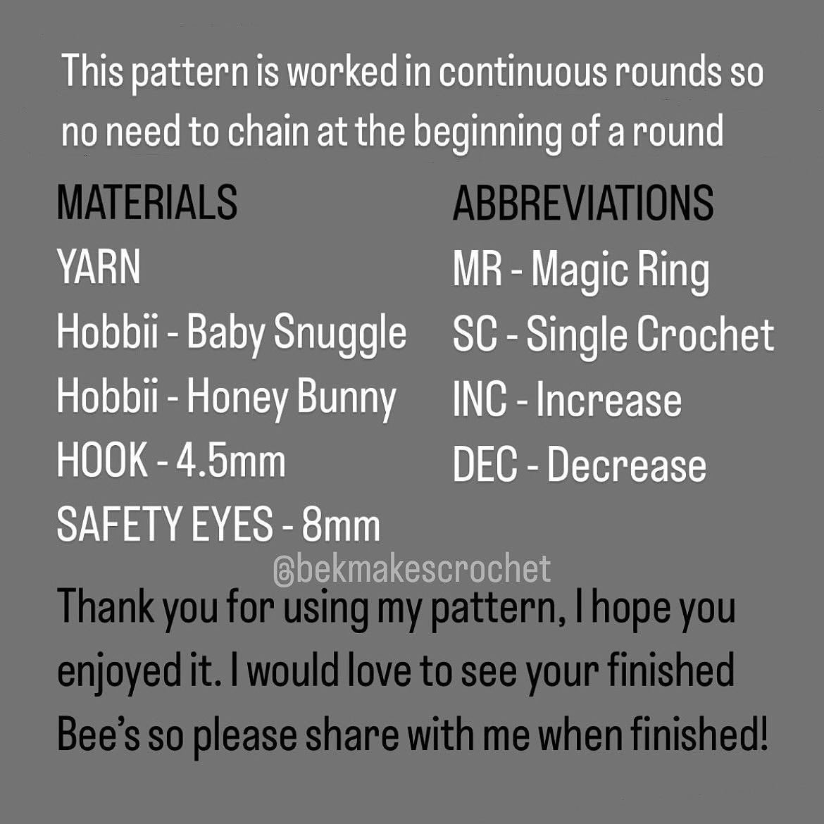 free pattern easy bee sy's
