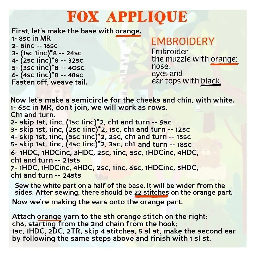 free pattern fox applique