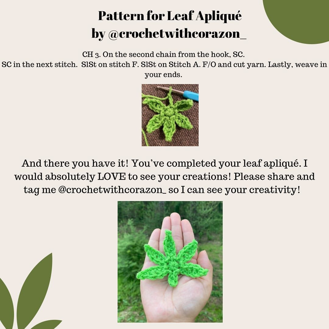 free pattern leaf aplique only