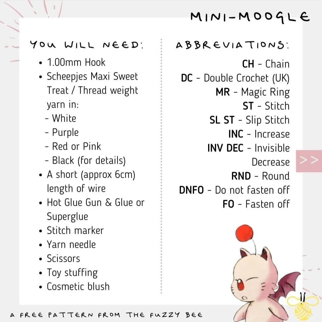 free pattern mini moogle