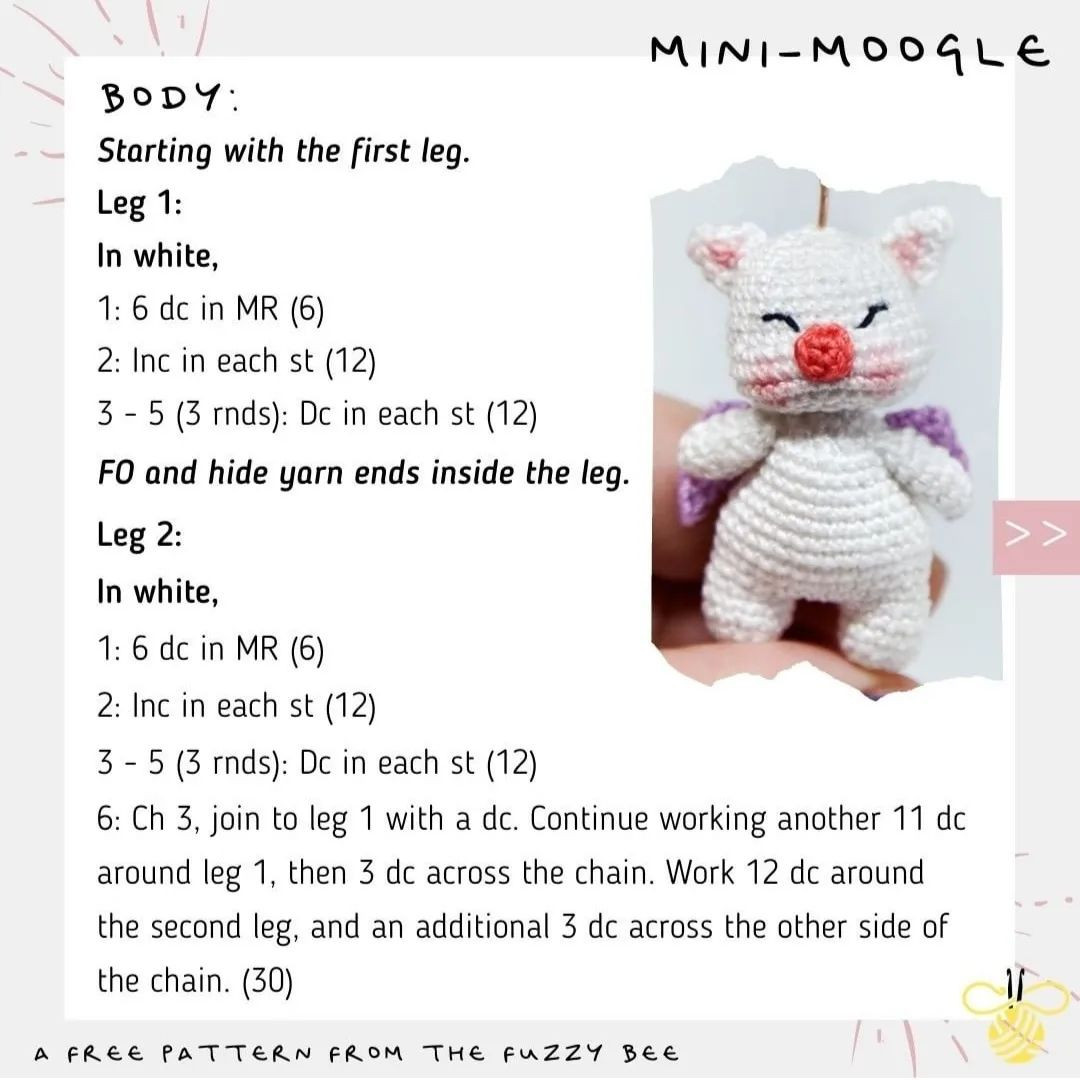 free pattern mini moogle