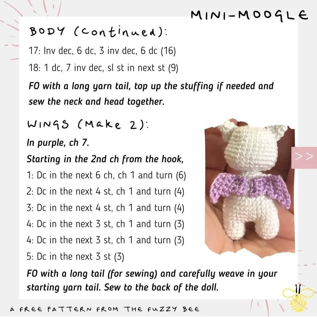 free pattern mini moogle