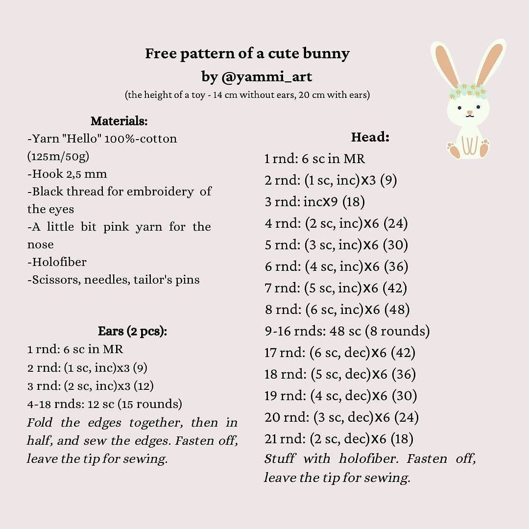 free pattern of a cute bunny
