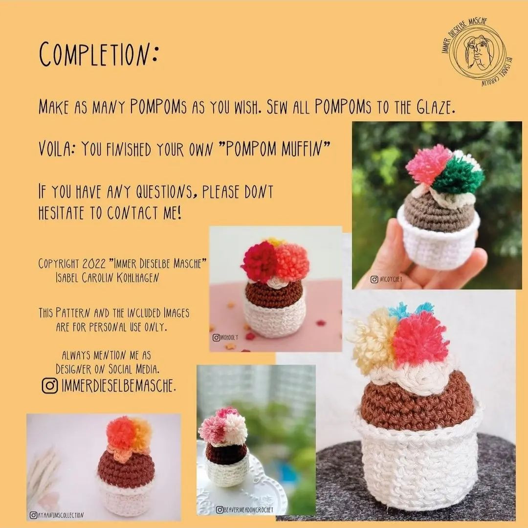 free pattern pompom muffin