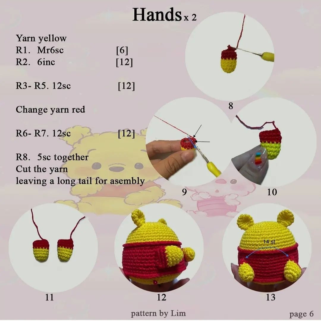 free pattern pooh, wearing a red shirt