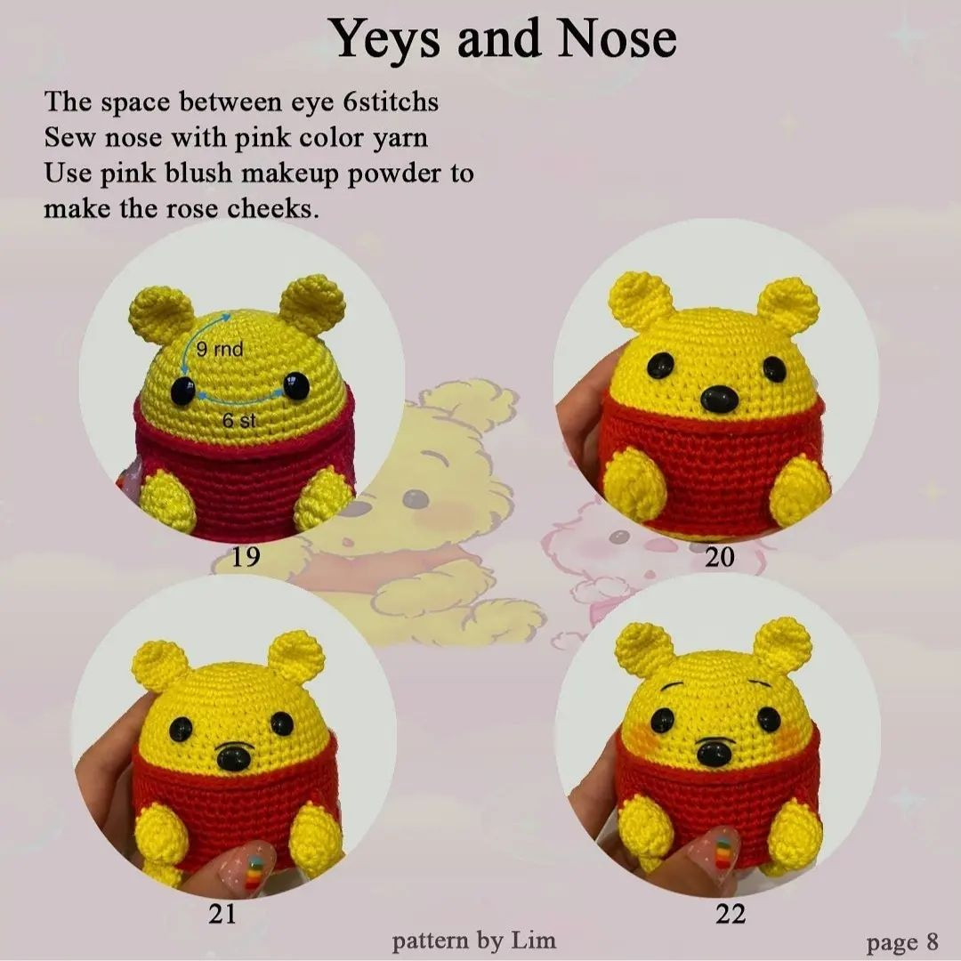 free pattern pooh, wearing a red shirt