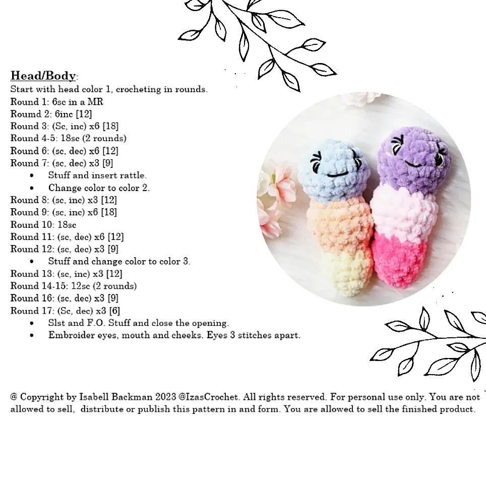 free pattern small larva rattle