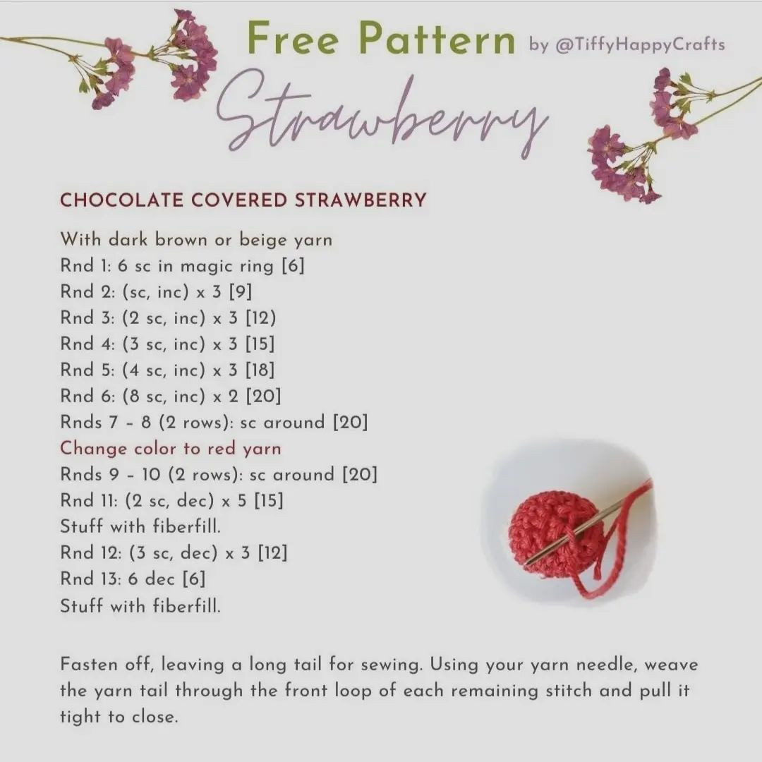 free pattern strawberry on a cupcake