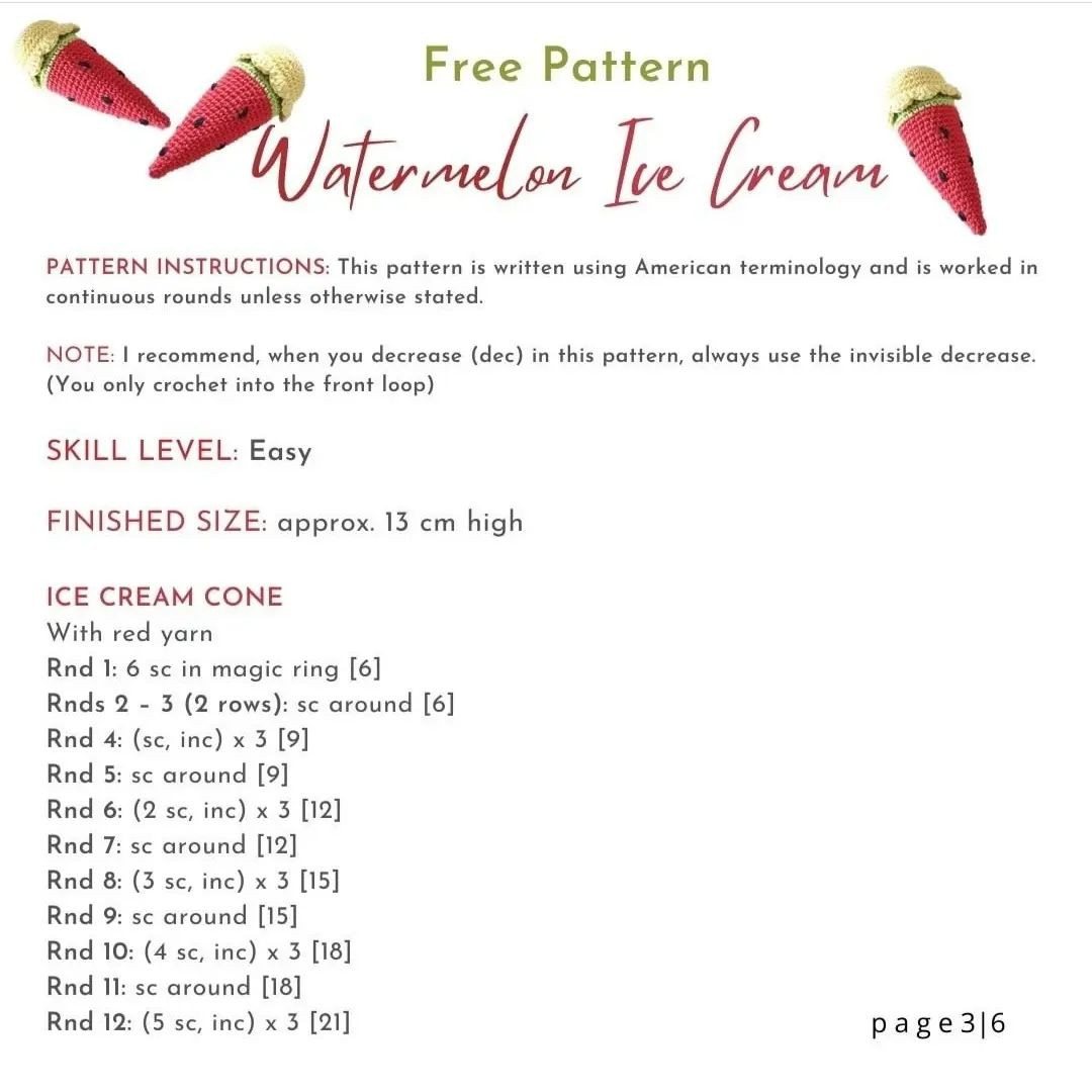 free pattern watermelon ice cream