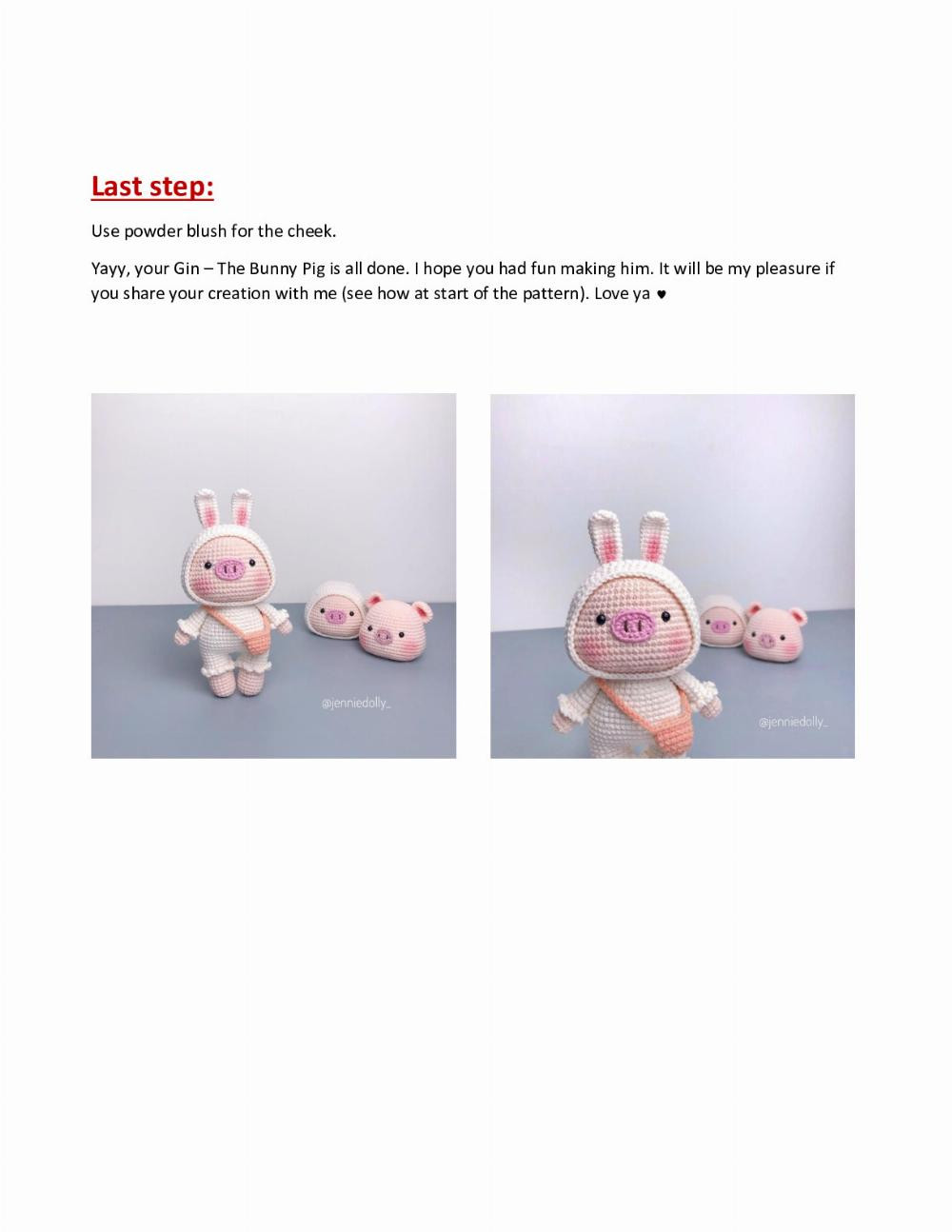 gin the bunny pig crcohet pattern