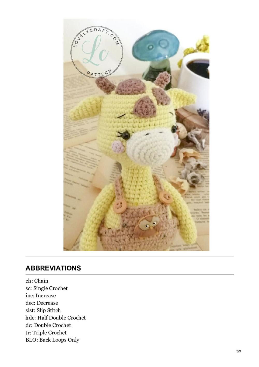 Giraffe Rufus lovely doll Amigurumi free crochet pattern