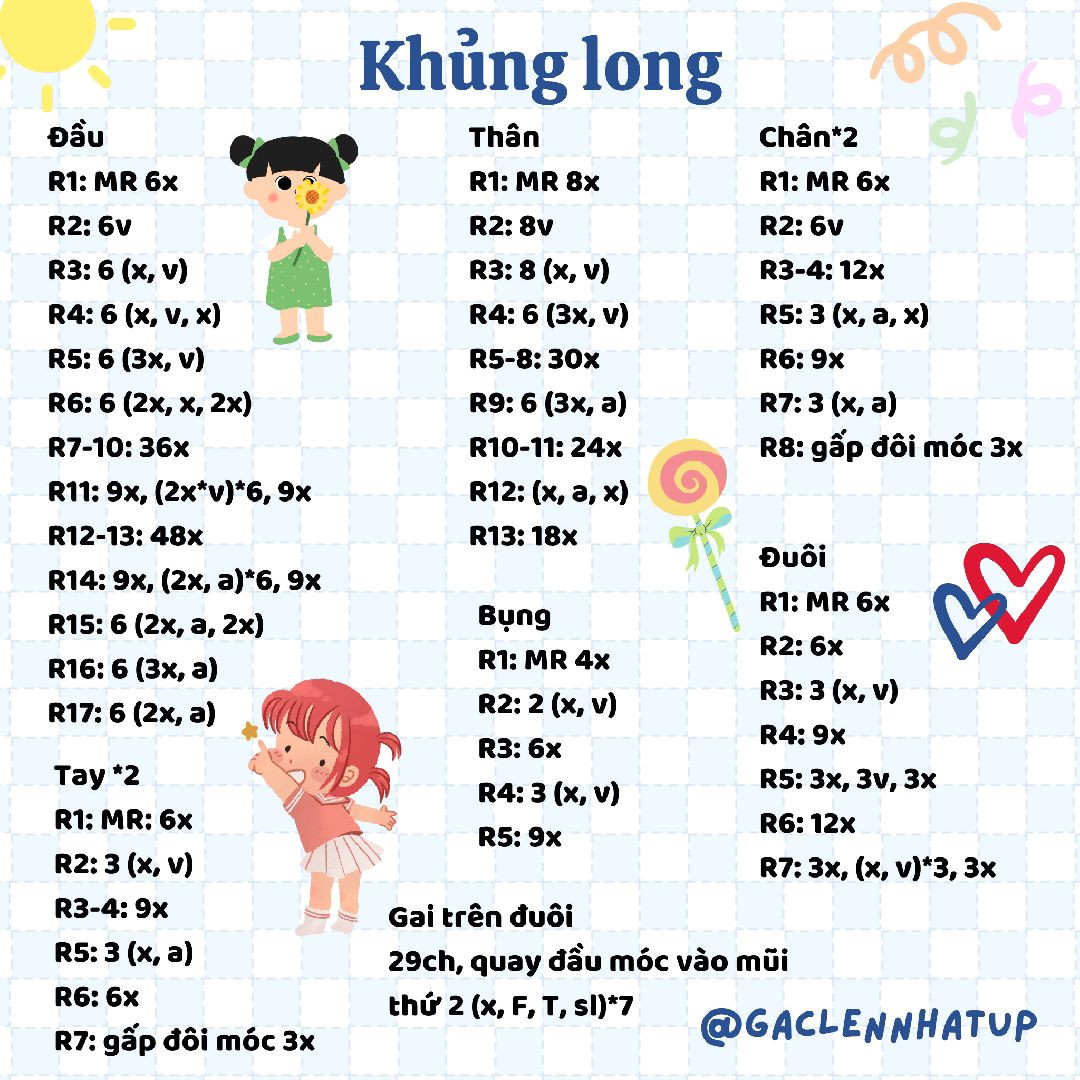 Hơớng dẫn móc len khủng long