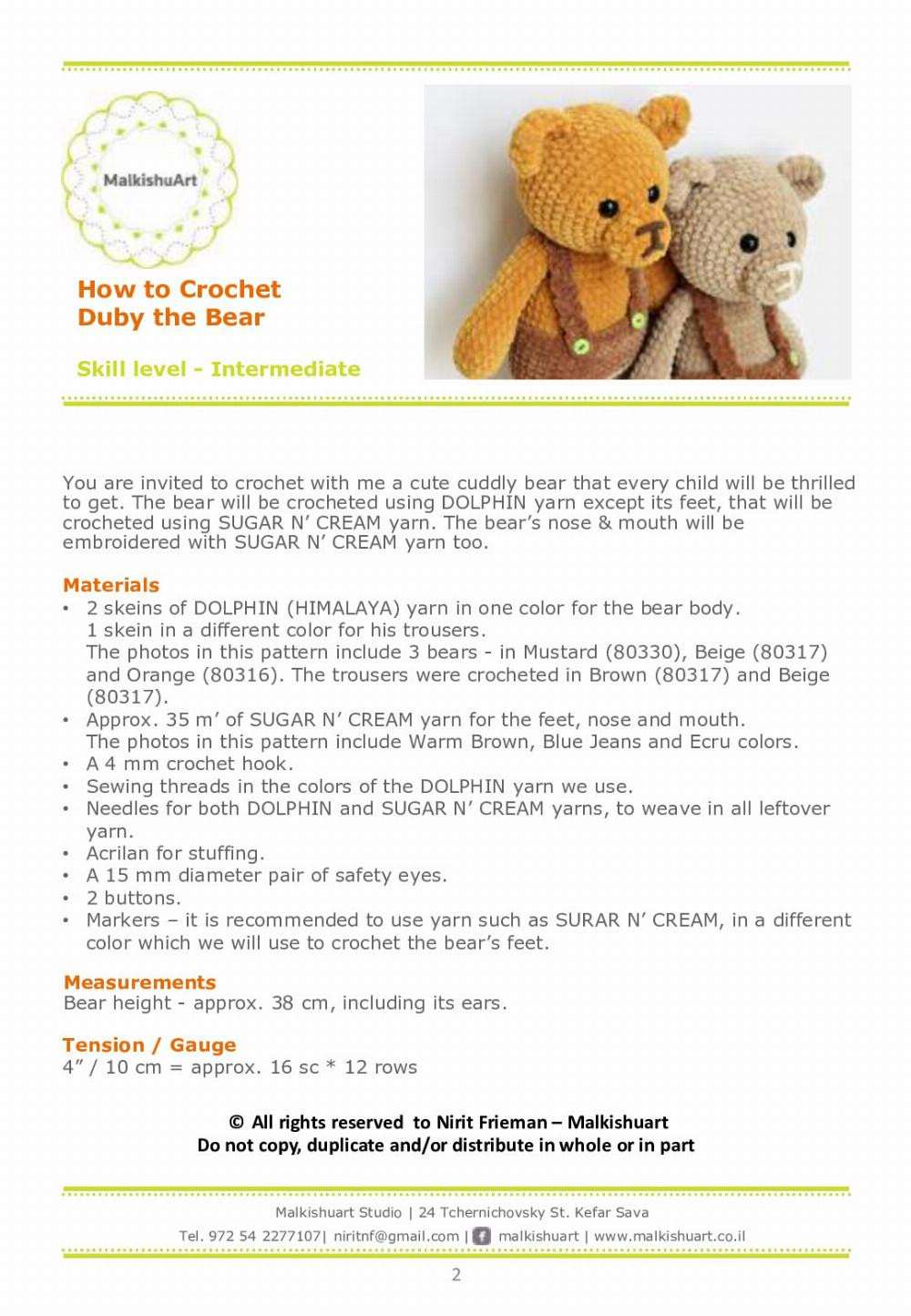 how to crochet pattern duby the bear