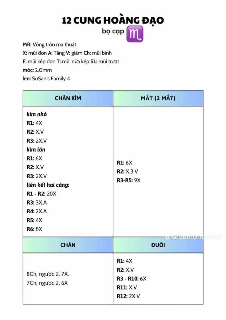 Hướng dẫn móc 12 cung hoàng đạo. Nhân mã, xử nữ, bạch dương, song ngư, song tử, sư tử, kim ngưu, ma kết, cự giải, thân chính và mũ đội đầu, bọ cạp thiên bình, bảo bình.