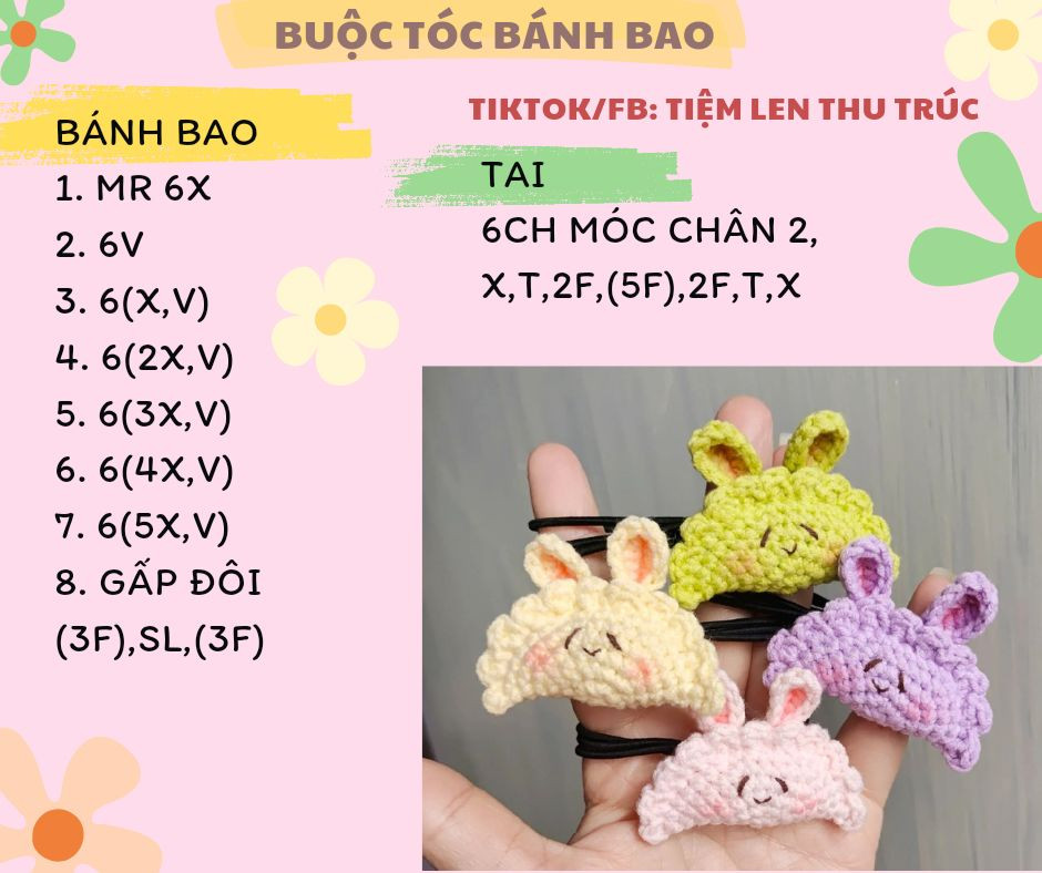 Hướng dẫn móc buộc tóc bánh bao