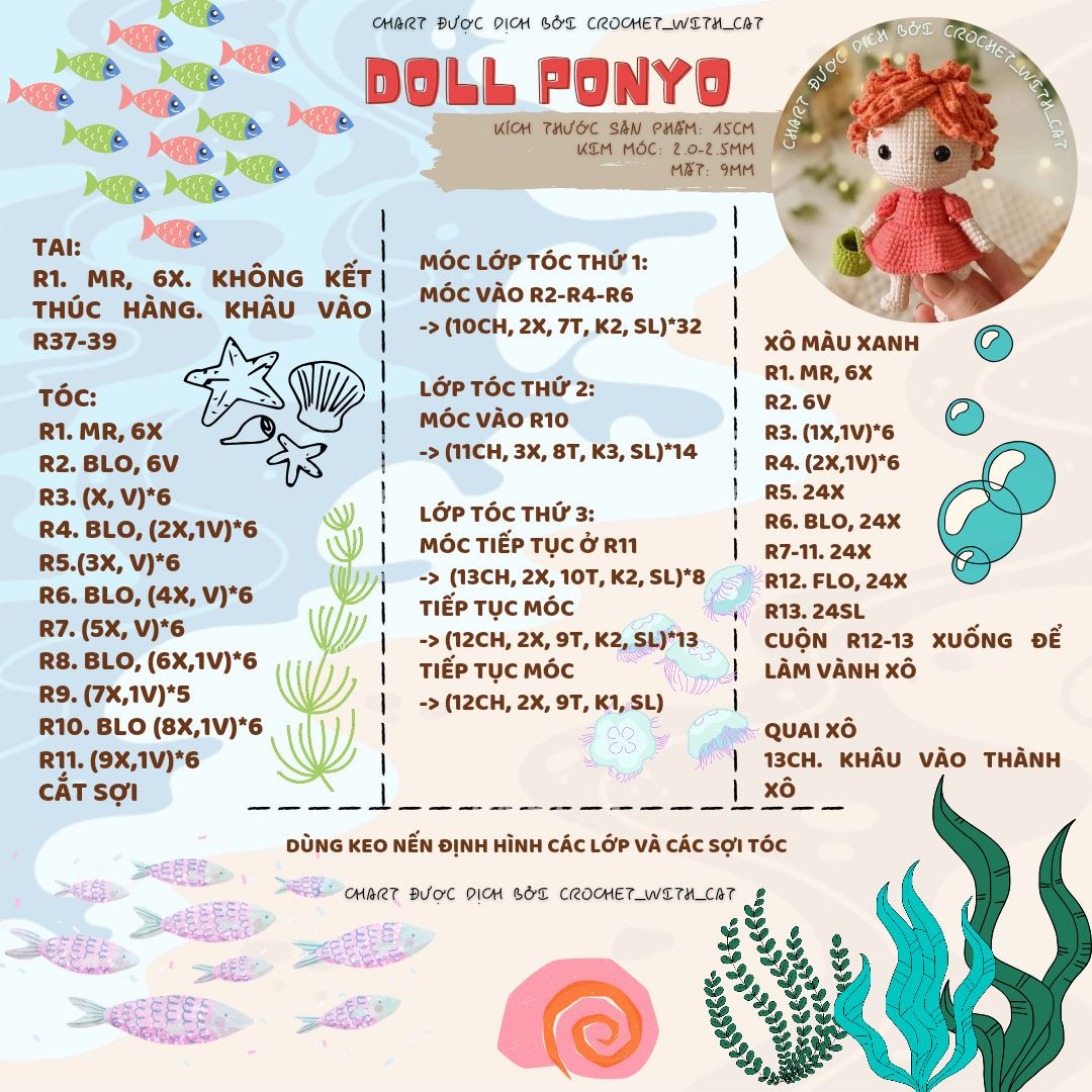 Hướng dẫn móc búp bê doll ponyo