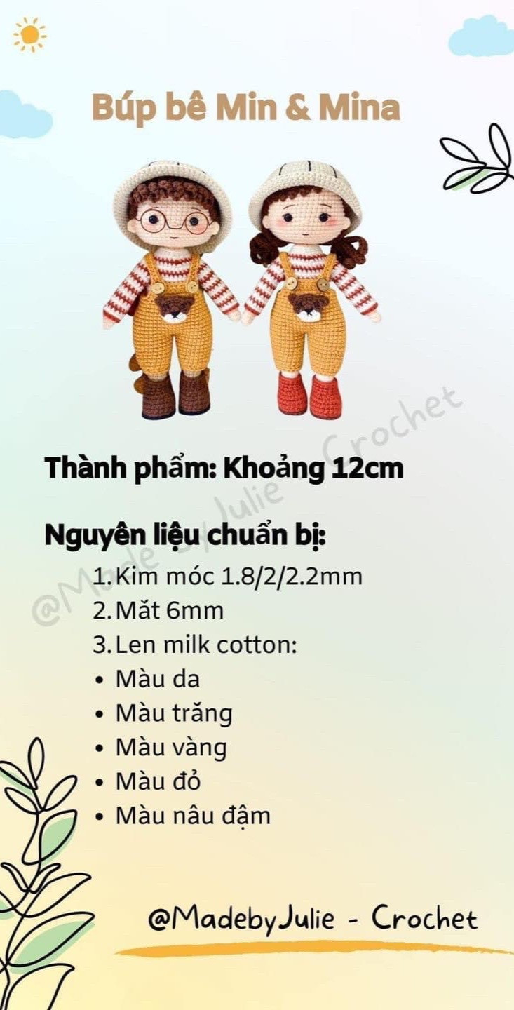 hướng dẫn móc búp bê min & mina