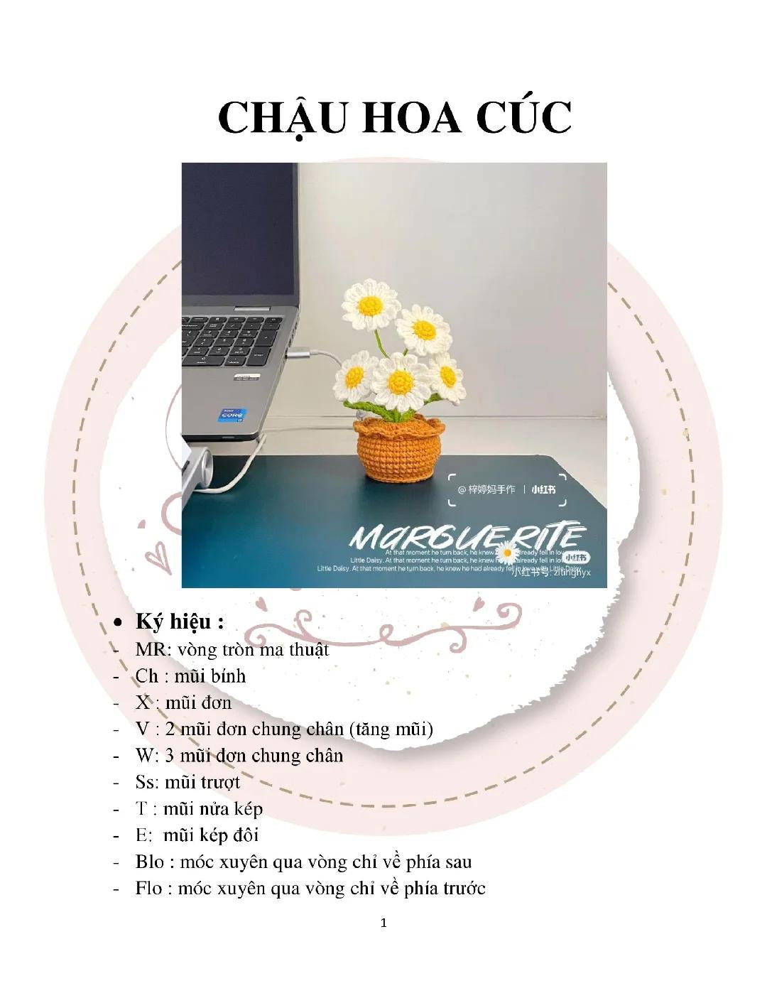 Hướng dẫn móc chậu hoa cúc