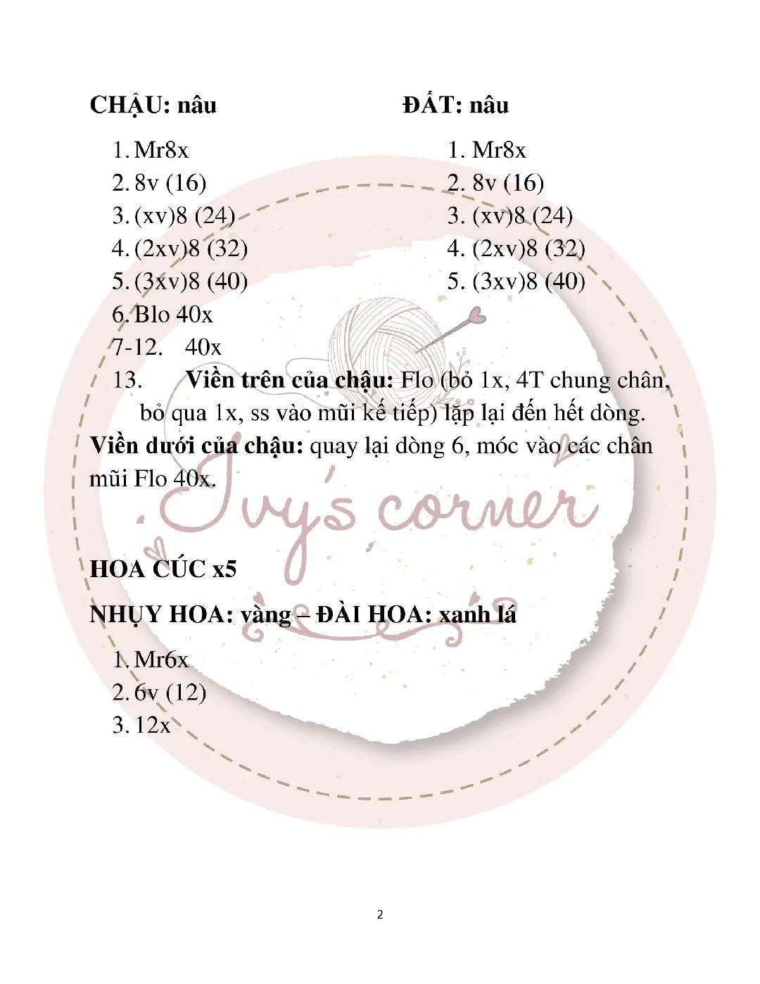 Hướng dẫn móc chậu hoa cúc