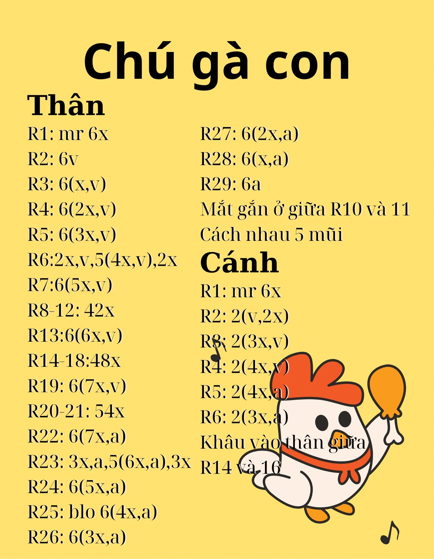 Hướng dẫn móc chú gà con