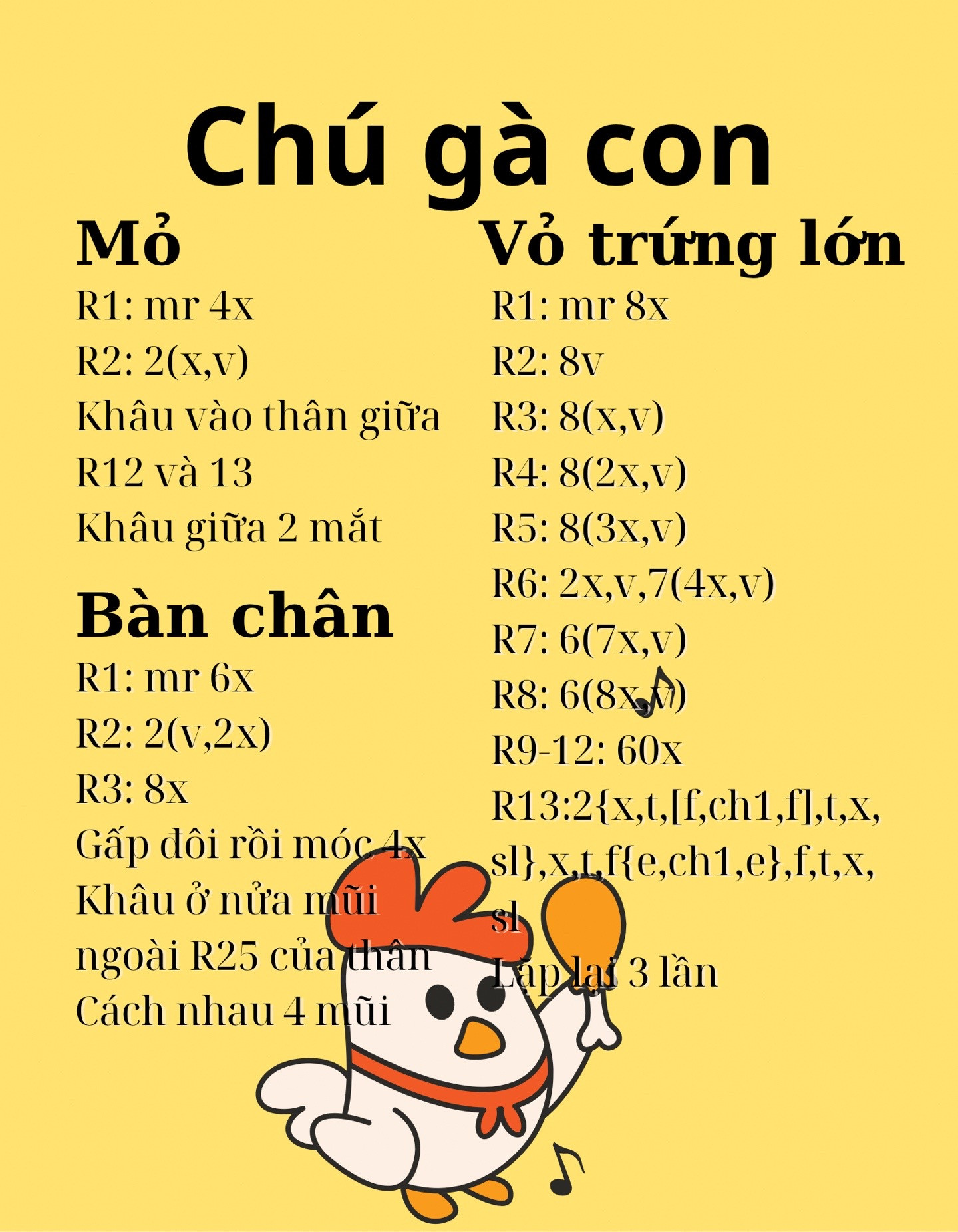 Hướng dẫn móc chú gà con