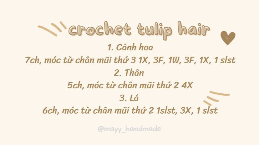 hướng dẫn móc crochet tulip hair