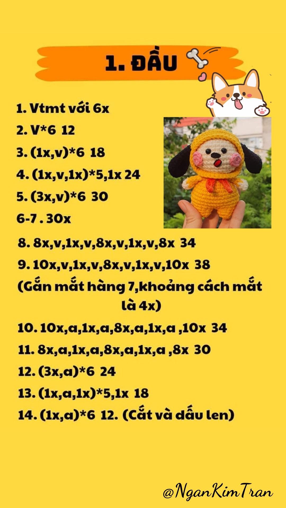 hướng dẫn móc happy chart dog