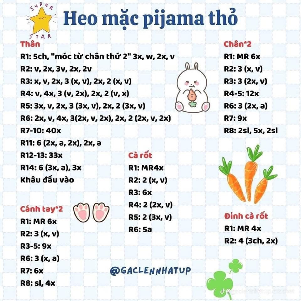 Hướng dẫn moc heo mặc pijama thỏ