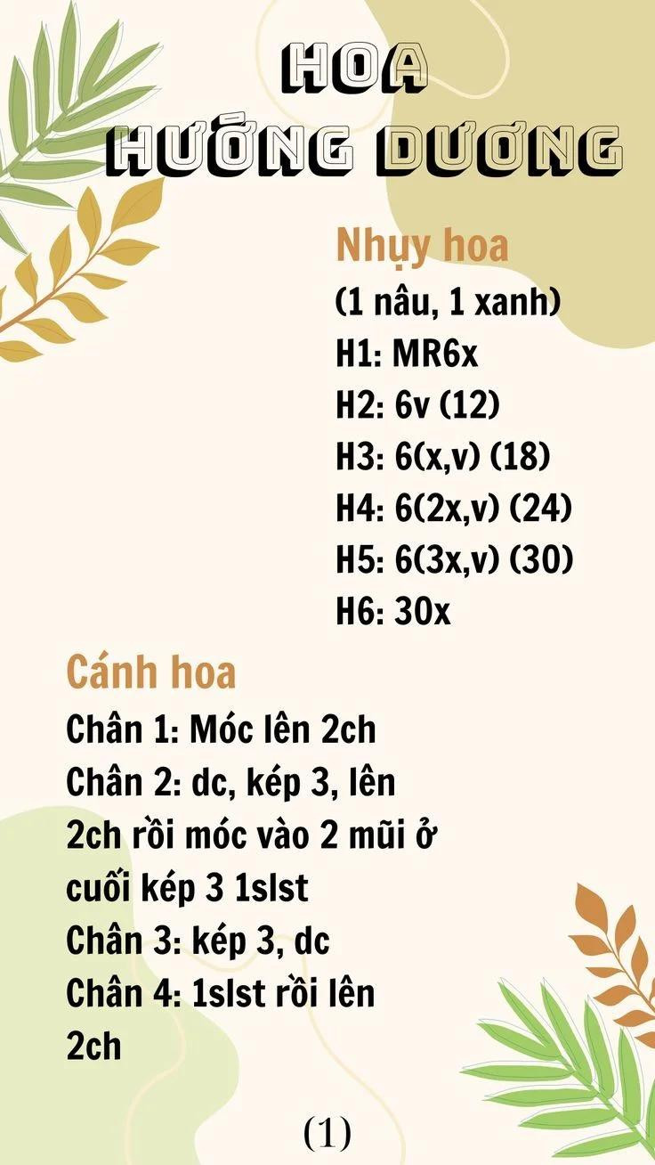 Hướng dẫn móc hoa hướng dương.