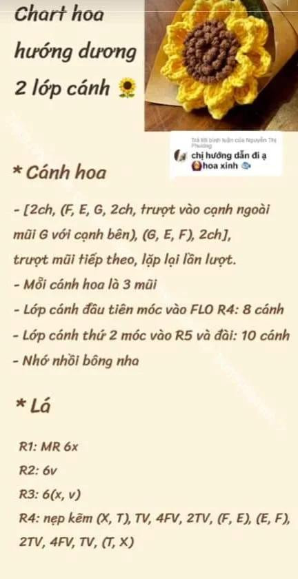 Hướng dẫn móc hoa hướng dương.