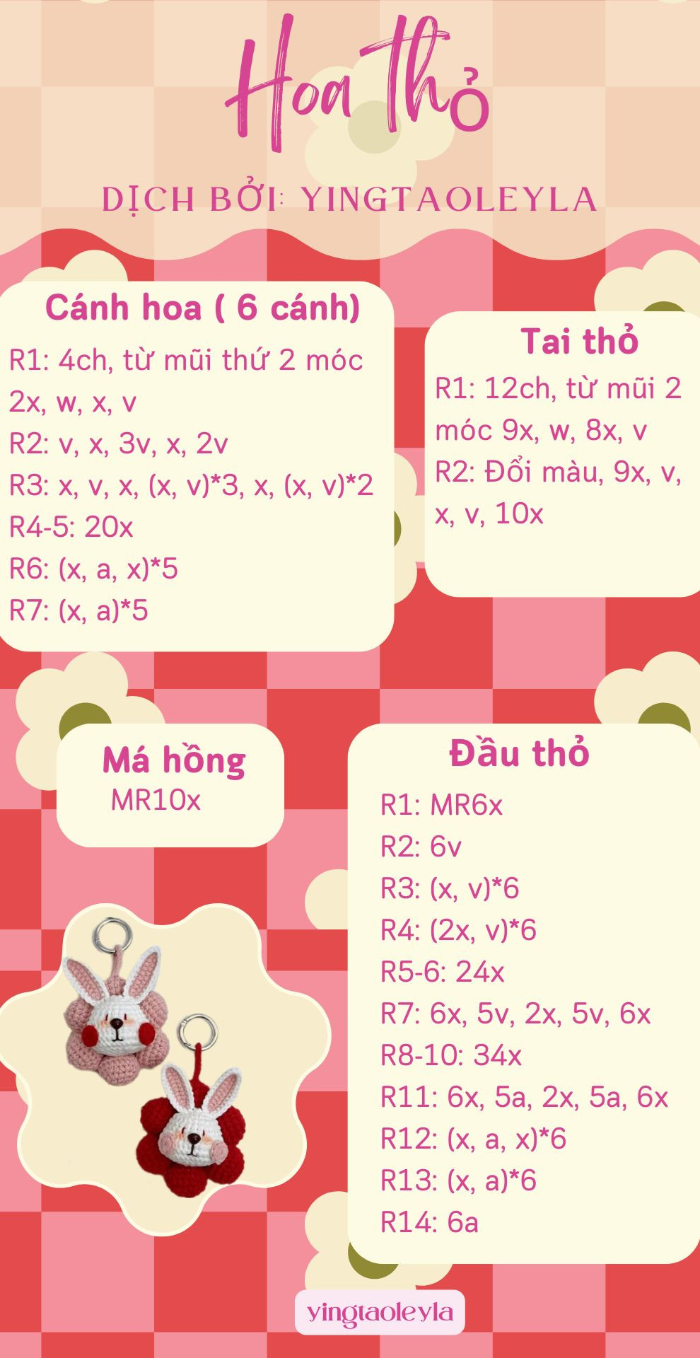 Hướng dẫn móc hoa thỏ