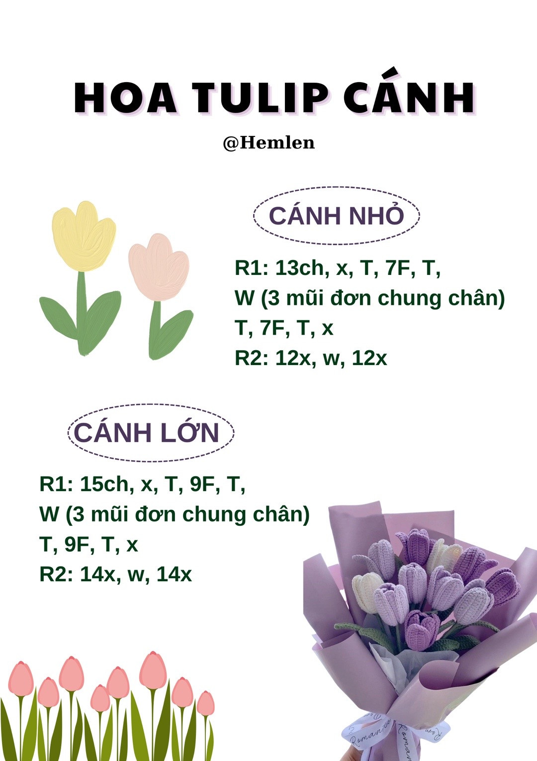 Hướng dẫn móc hoa tulip cánh