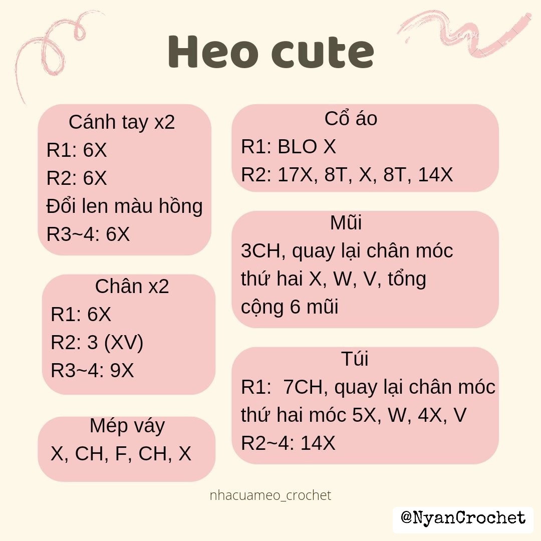 hướng dẫn móc khóa heo cute