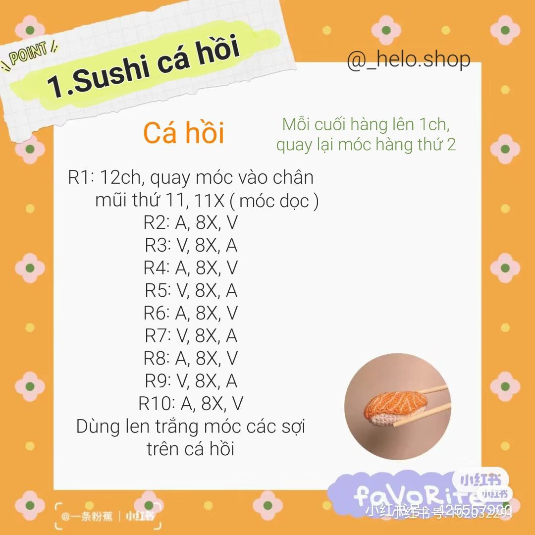 hướng dẫn móc len sushi