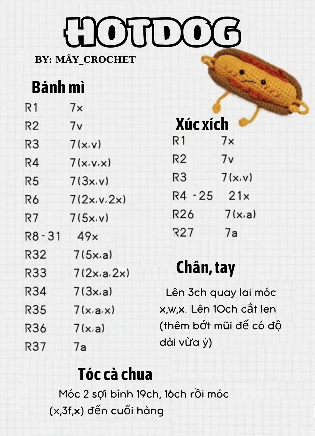 Hướng dẫn móc móc khóa hotdog