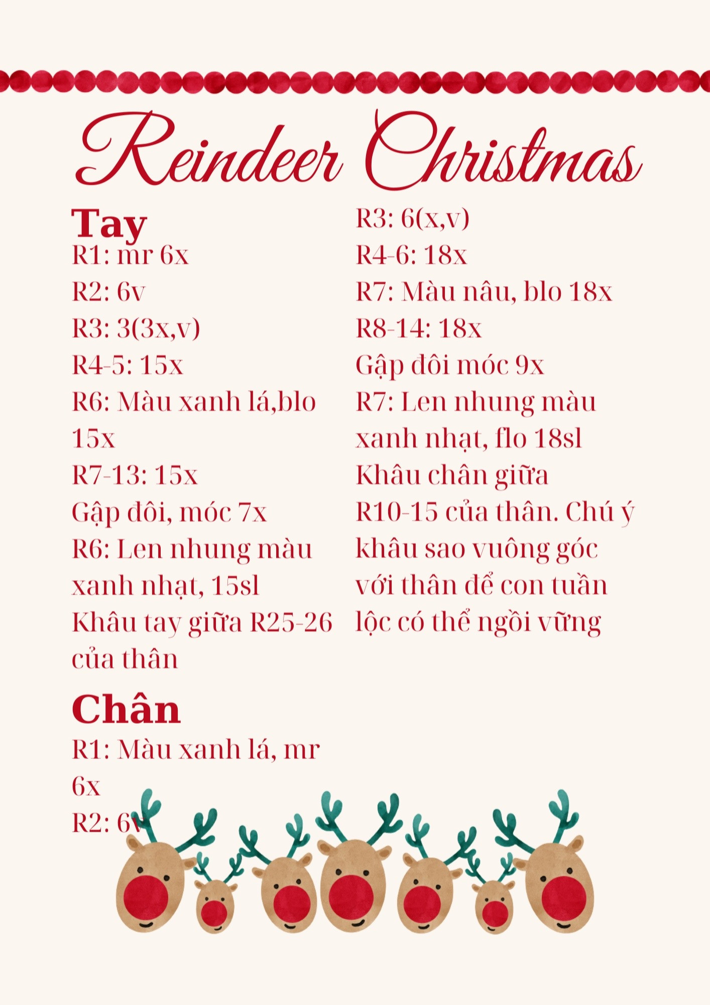 Hướng dẫn móc reindeer christmas (hươu noel)